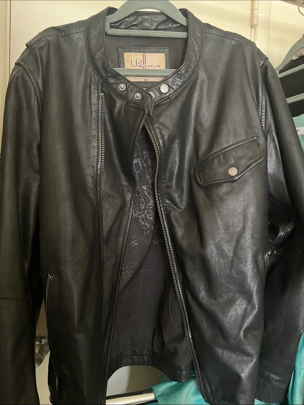 Wilson Black Leather Biker Jacket
